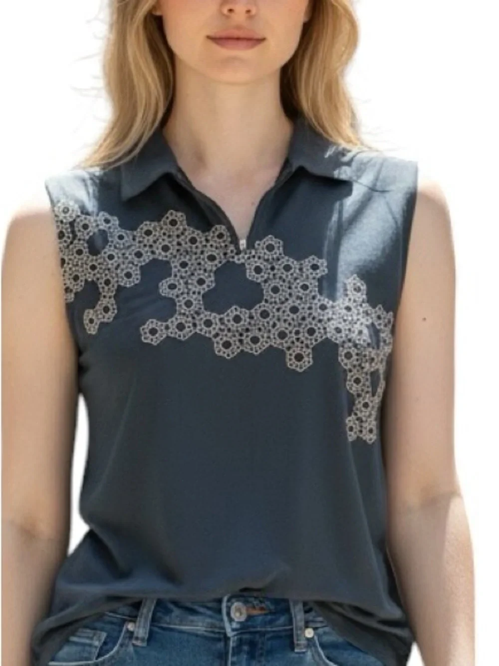 NIKE: Black Sleeveless Golf Geometric Athletic Top -Size Large